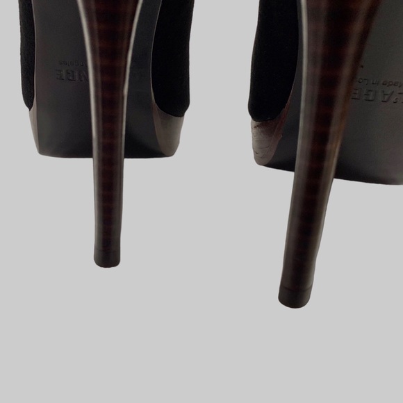 L’AGENCE BLACK SUEDE STILETTO ANKLE BOOT WITH FRONT ZIPPER CLOSURE AND TUSSLE - Picture 14 of 16